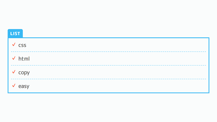装飾系 リストデザイン 区切り枠にタブで見出しをつける Copypet Jp パーツで探す Web制作に使えるコピペサイト
